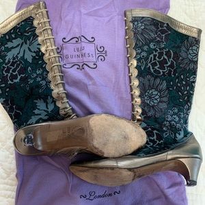 Leather and velvet boots